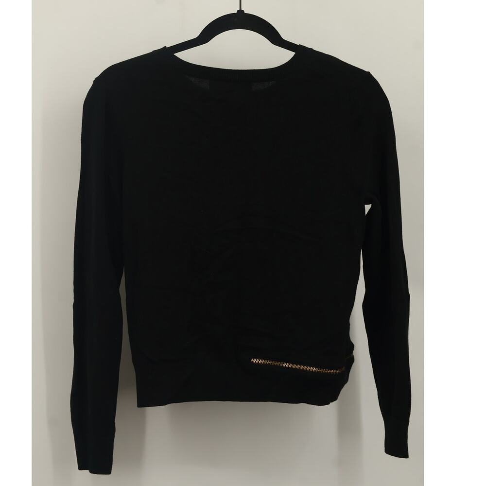 Michael Kors Women's Unique Hip Accent Zipper Sweater Long Sleeve Size M Black - Picture 2 of 5